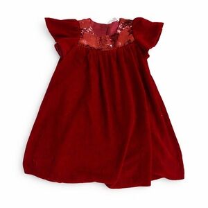 H&M Girls Red Velvet Sequin Holiday Party Dress Size 8/9